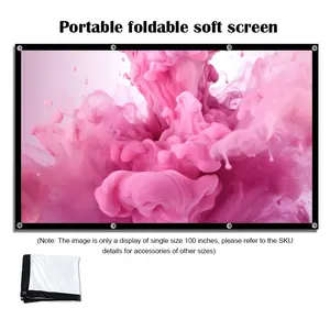 Milk silk projection screen (with hooks) 60 inches -72 inches -84 inches -100 inches -120 inches -150 inches lightweight design, suitable for indoor and outdoor cinemas, camping, and home entertainment scenes, with multiple specifications to choose from