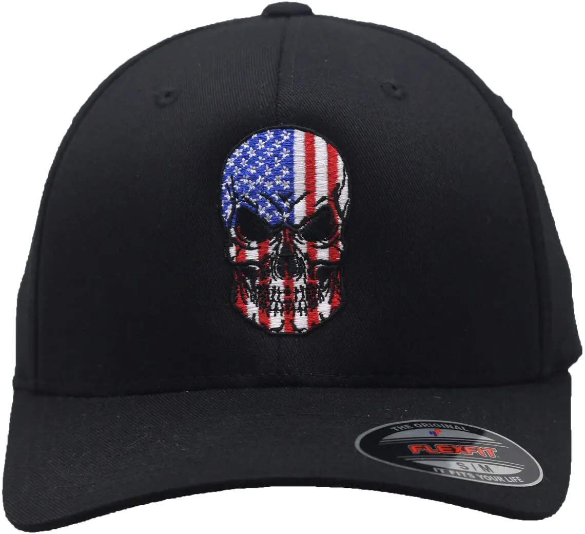 American Flag Enforcer Flex Fit Hat Black