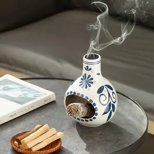 Handmade Holy Wood Ceramic Incense Burner, Modern Cone Shaped Fireplace Holder, Heat Resistant, Easy Clean, Home Decor for Meditation
