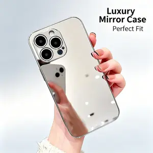 Limited Flash Sale Silver Mirror iPhone Case, Shockproof Bumper, Full Camera Lens Protector, Ultra Glossy Reflective Back, Anti-Scratch Anti-Drop, Girly Aesthetic Cover for iPhone 16/15/14/13/12/11 Pro/ProMax/Plus, Perfect Xmas/Birthday Gift Idea