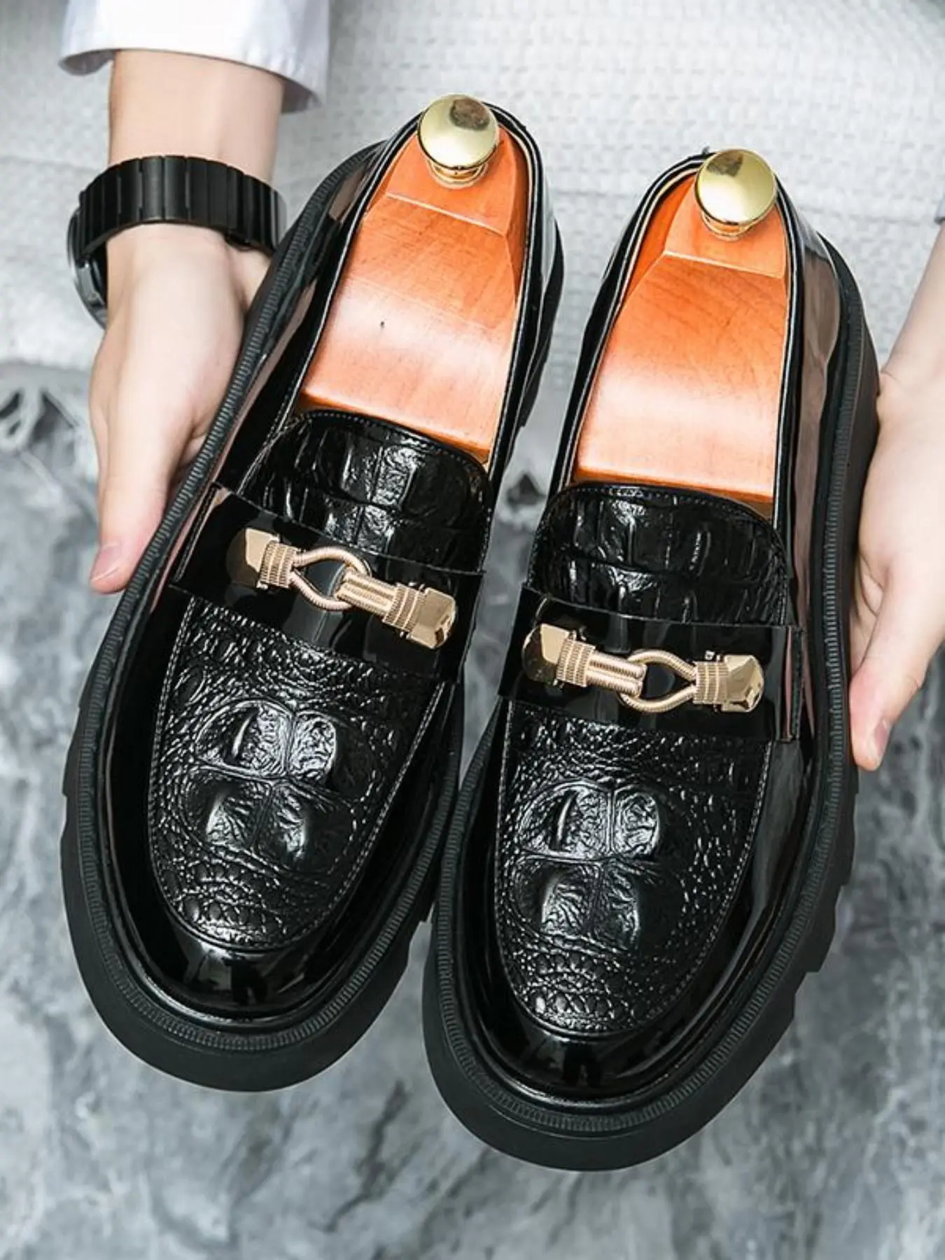 Men's Business Formal Fashion Patchwork Design Loafers, Casual Comfortable Solid Color Loafers for Work & Daily Wear, Male All-match Round Toe Shoes for Daily Wear, Round Toe Footwear