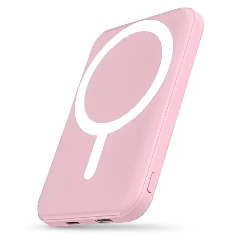 Podoru Magnetic MagSafe Power Bank Charger - 5000mAh Compact Slim Snap-On Mobile Accessory for iPhone 17/16/15/14/13/12 Series, 20W PD Fast Charging Output, USB-C Cable, Dual Ports, USB-C & Lightning Input, Indicator Lights, Device Protection