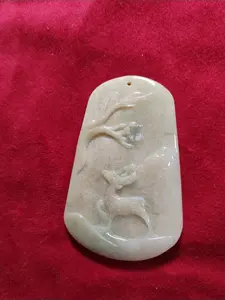 CERTIFIED Natural Grade A Jadeite Jade Deer Carving 'Fei Cui' (139.3ct)