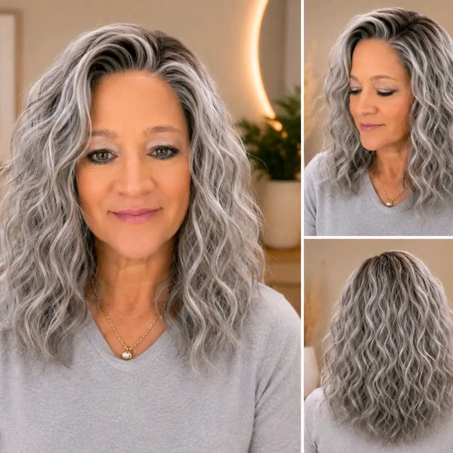 Watered Souls Salt and Pepper 16" Premium Synthetic wig, 13x4 Lace, 120 Density, 350⁰ Heat Tolerance. Natural Look