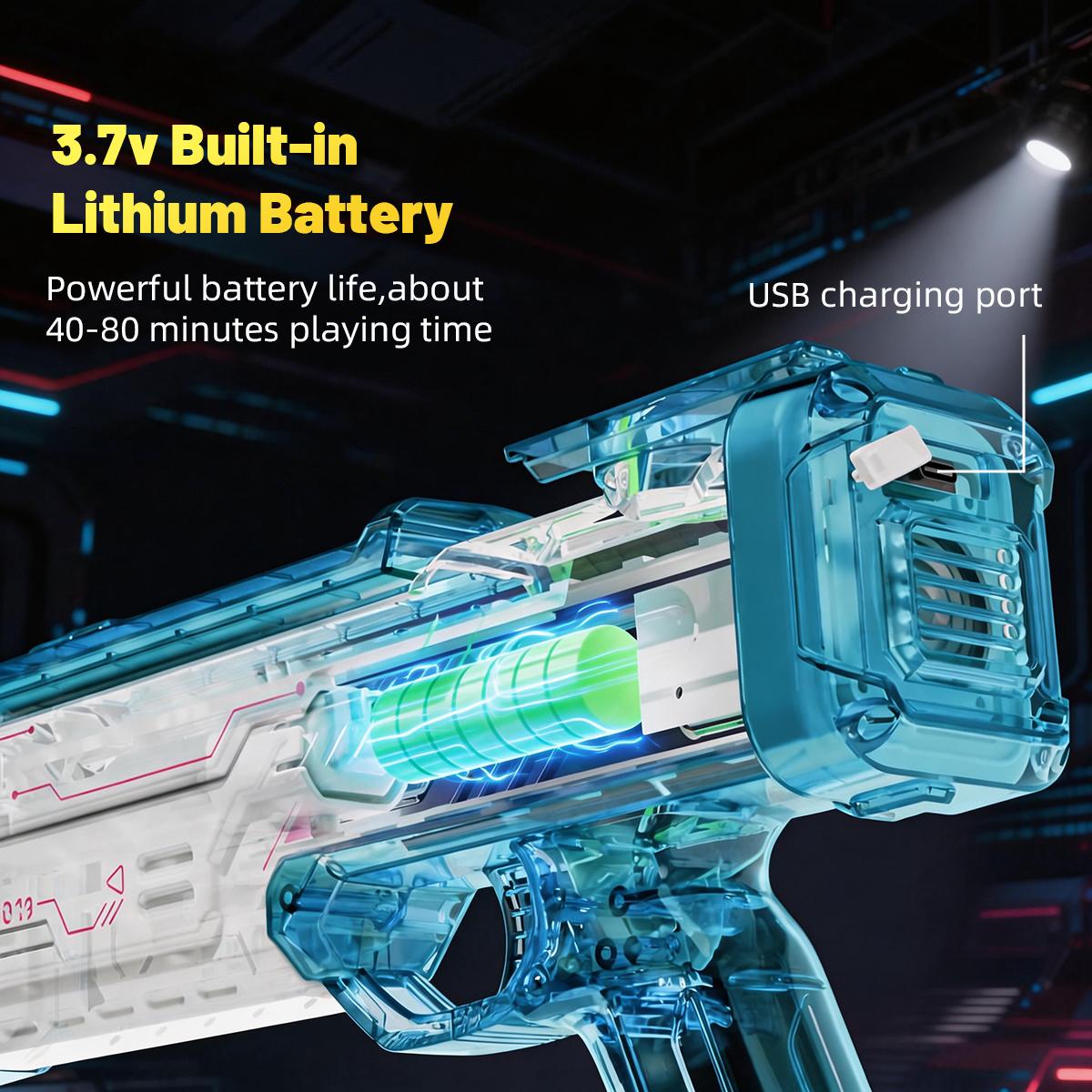 LED Water Blaster Toy - Outdoor Auto Spray up to 26ft, Large Capacity & Rechargeable for Summer Fun