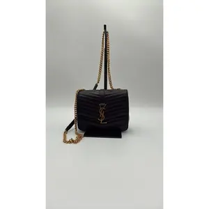 Pre-owned Leather Luxury Bags & Accessories YSL Sulpice Chevron Chain Shoulderbag, Black Date Code: YSL5326620618