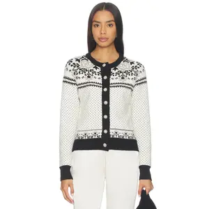 Generation Love Sade Fairisle Cardigan in Black, Ivory & Grey