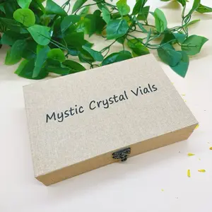 Mystic Crystal Vials Collection - 36 Mini Gemstone Bottles in Display Box with Elegant Linen Finish