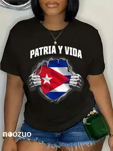 100% Cotton Patria Y Vida SOS Cuba Flag Free Cuba Funny Novelty T-Shirt