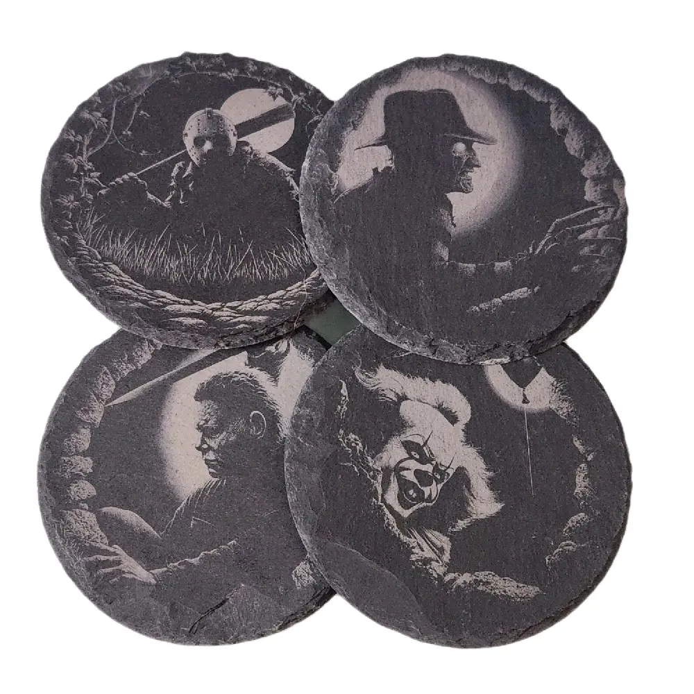 Doompop Horror Movie Baddie Stone Coasters - Set of 4 with Iconic Characters
