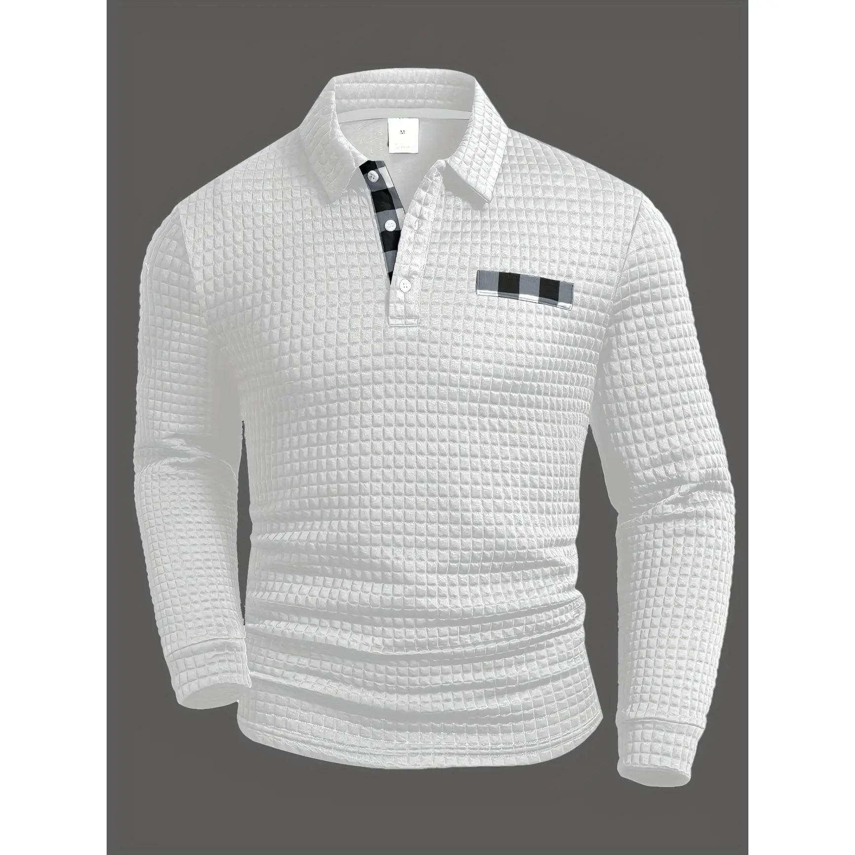 Men's autumn and winter thick knitted button up shirt - digital printed checkered pattern, long sleeved classic collar, regular style, hand washable flannel, casual and fashionable warm top, durable and long-lasting fathersdaygift