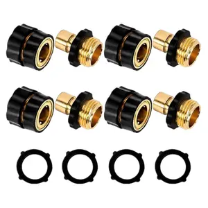 3/4 Inch Garden Hose Quick Connector Male Female Adapter Set, 4 Pack, Universal Hose Quick Connect Fittings, Leak-Proof Water Hose Coupling, Outdoor Garden Water Pipe Attachment