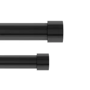 Umbra Cappa 1 Double Curtain Rod - Brushed Black, 36-66 in. Adjustable, Metal Wall Mount Bracket Complete Kit (Model 1014557-111), Curtain Rod Bracket, Adjustable Curtain Rod
