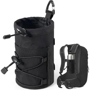 Water Bottle Holder Pouch for Backpack, Molle Water Bottle Carrier with Hook Buckle Fits 8-24oz Bottles, Backpack Strap Attachments for Hiking Sports Travel Outdoor Activities
