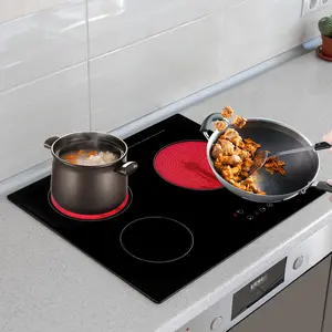 3 Burner Electric Cooktop 110v, 23 Inch Portable Stove Cooktop with LED Display, Child Safety Lock and Timer, 2600W 9 Power Level Electric Ceramic Built-in Stovetop, Hard Wire (No Plug) Induction Cookware