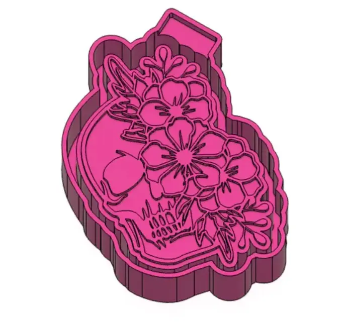Skull Flower Freshie Mold & 3D Printed Mold Housing Option