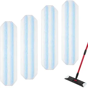 Mop Refills Compatible with  H2prO Flat Mop System, 4 Pack Microfiber Mop Replacement Pads | Machine Washable &  | 16 Inch | Designed for Hardwood Tile Laminate Floors
