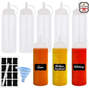 Squeeze Bottle Condiment Squeeze Bottles Plastic ketchup Squeeze  bottle For Sauce, BBQ, Dressing, , Workshop, Pancake Art Dispenser 8 pack 12 OZ