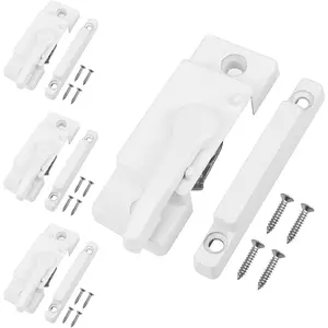 4 Pack White Window Sash Locks Replacement Latches 14mm/0.5in Screw Hole Spacing Fits Vinyl Single Double Vertical Horizontal Sliding Windows for Anti-Theft