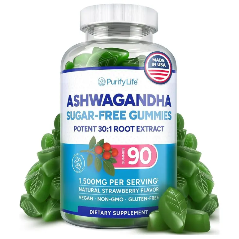 Sugar-Free Ashwagandha Gummies 750mg, 90ct | 30:1 Ashwagandha Extract Supplement, Vegan, Natural Strawberry Flavor, Made in USA, for Women & Men