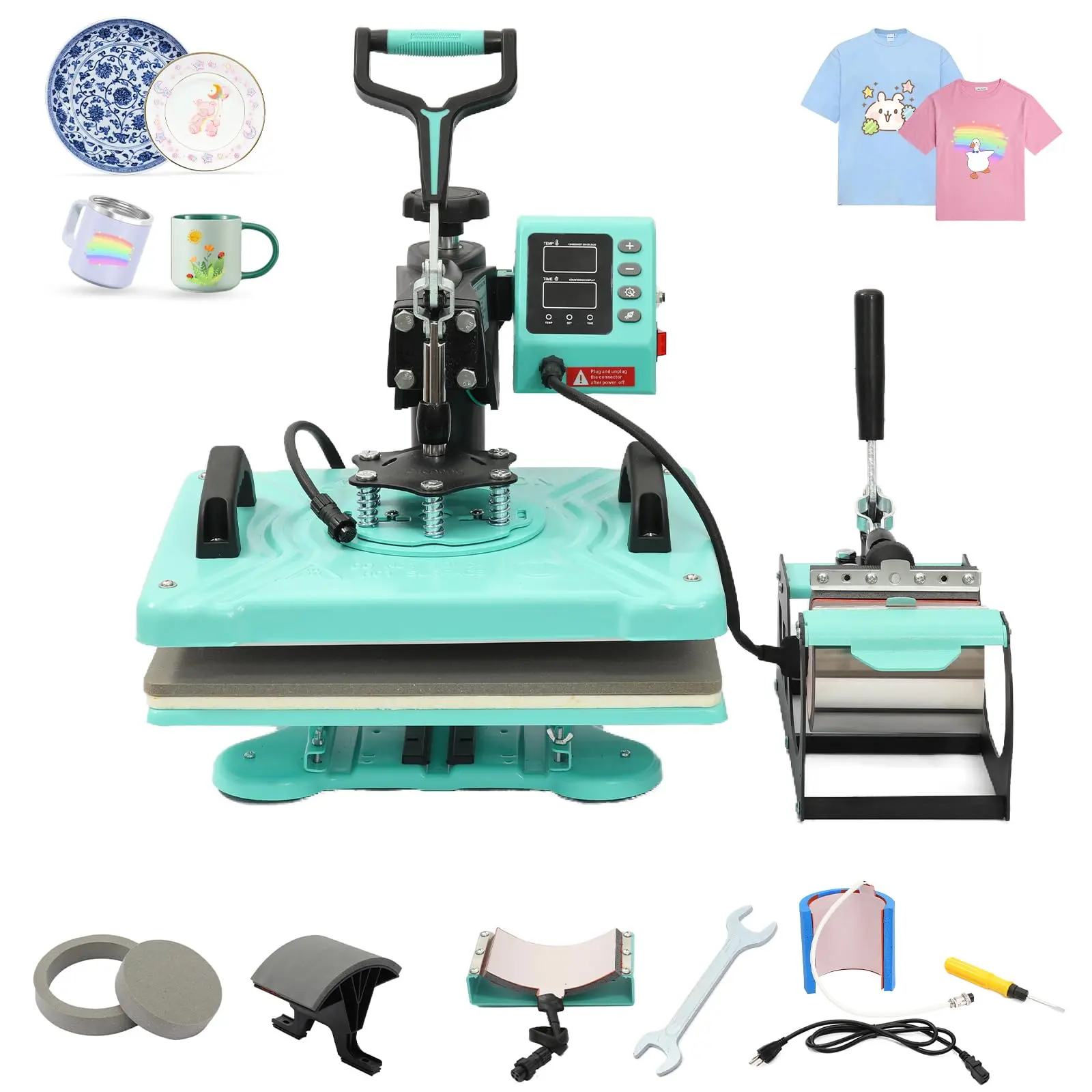 GARVEE 6 in 1 Heat Press Machine - 12x15 inch Sublimation Heat Press with 360° Swing Away Digital Control, Multifunctional for T-shirt, Cap, Mug, Plate, Pillow, and Bag Heat Transfer