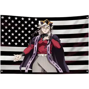 Doma American Flag Style Demon Slayer Banner – Kimetsu No Yaiba Anime Outdoor Decoration Garage Tapestry-room decor