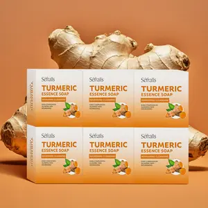 Turmeric Soap Bar 6Pcs Set for Face & Body Cleanser, Smooth Skin and Moisturizing, All Natural Turmeric Skin Soap, Organic Handmade Ginger Soap – for All Skin Types