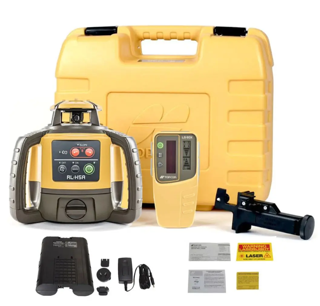 Topcon RL-H5A Rechargeable Horizontal Self-Leveling Rotary Laser w/ LS-80X Receiver + Battery 1021200-49
