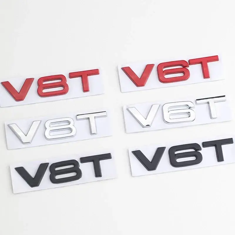2026 New 3D Metal Car Fender Side Emblem V6T V8T Logo For Audi S4 A4 B7 V6T Sticker A6 Golf 4 C7 SQ7 Q8 R8 S8 RS8 V8T Badge Accessories For your Cars