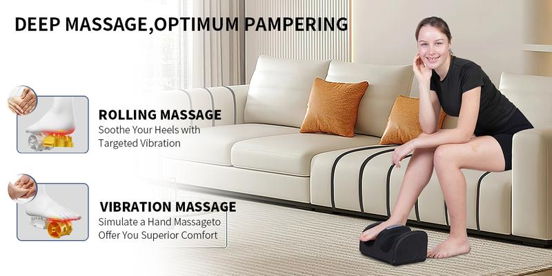 Shiatsu Foot Massager Machine with Heat, Foot and Calf Massager with Massage Roller, Deep Tissue Massager for Foot Massage and Calf Massage, Gifts for Mom & Dad Portable Pain Relief Massagetool