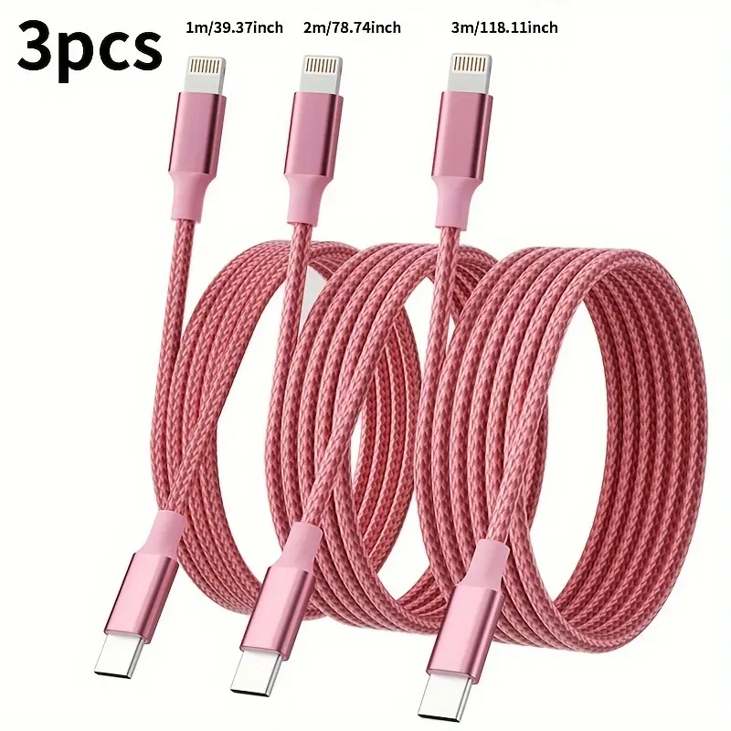 3 Pack USB C to Lightning Fast Charging Cable,  Braided iPhone Charger Cord for iPhone 14 13 12 11 Pro Max XS XR 8, For Home Travel Office Use#SummerVibes