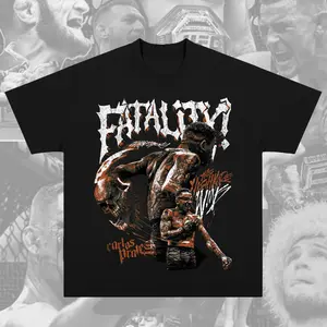 Carlos Prates Fatality T-Shirt UFC Carlos Prates The Nightmare Tee Ultimate Fighting Championship Graphic Tee for UFC & Sports Fans Short Sleeve Crew Neck Retro Soft Cotton MMA Shirt Perfect Gift for UFC Fans MMA Fans American Made Fightwear