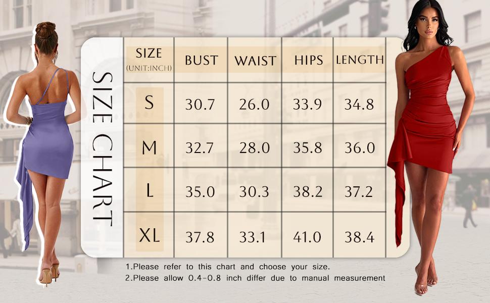 OYS Women's Satin One Shoulder Ruched Bodycon Sleeveless Mini Club Party Dress