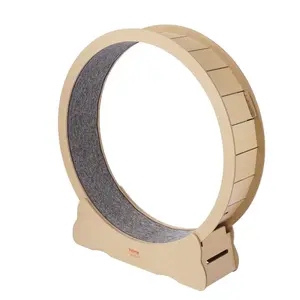 Wooden Cat Exercise Wheel, 52 Large Cat Treadmill Wheel for Indoor Cats, Cat Running Wheel with Detachable Carpet Cat Teaser for Running/Walking/Training, Suitable for Most Cats