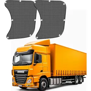 2Pcs Semi Truck Side Window Sun Shades with Suction Cups, UV Protection Semi Truck Curtains for Freightliner Cascadia Interior Accessories 23.6x21.6 Inch