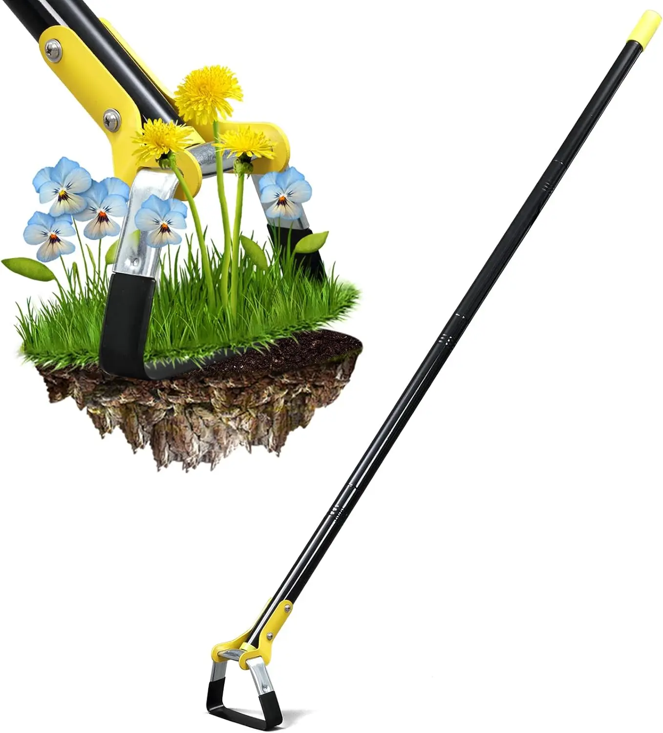 Heavy Duty Lightweight Stirrup Hoe Garden Tool - Push-Pull Action Hoe with 54-Inch Adjustable Stainless Steel Handle, Loop Weeder, Standing Weeding Tool for Garden Beds, Raised Beds, Lawn