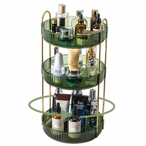3 Tier 360 Rotating Makeup Organizer for Vanity Countertop, Clear Acrylic Skincare Perfume Storage Shelf, Spinning Cosmetics Dresser Organizer Box, Universal Bathroom Vanity Accessories, Ideal Christmas Birthday Gift for Women Girls Drivers