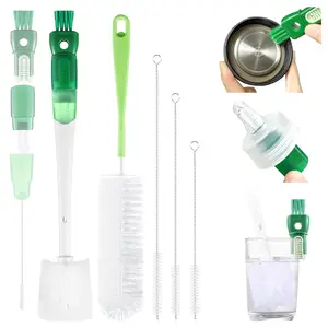 5 Pack Bottle Brush Set, 5 in 1 Water Bottle Cleaning Brush, Long Handle Narrow Wine Cup Cleaner, 3 Straw Brushes for Stanley, Travel Nipple Lid Gap Detail Washer Brush