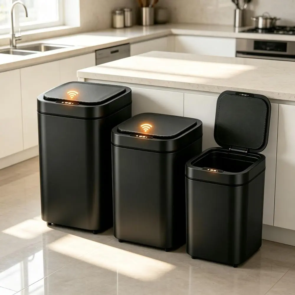 Slim Narrow Touchless Automatic Garbage Bin, Motion Sensor Trash Can with Pop-Up Lid, Smart Waste Basket for Kitchen Bedroom Office
