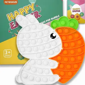 Easter Bunny Poppers, Bunny Carrot Pop Bubble Fidget Sensory Toy, Puzzle Popper, Easter Gifts for Kids,Toddler, Easter Basket for Toddlers Girl, Easter Toys, Stocking Easter Basket Stuffers (White)