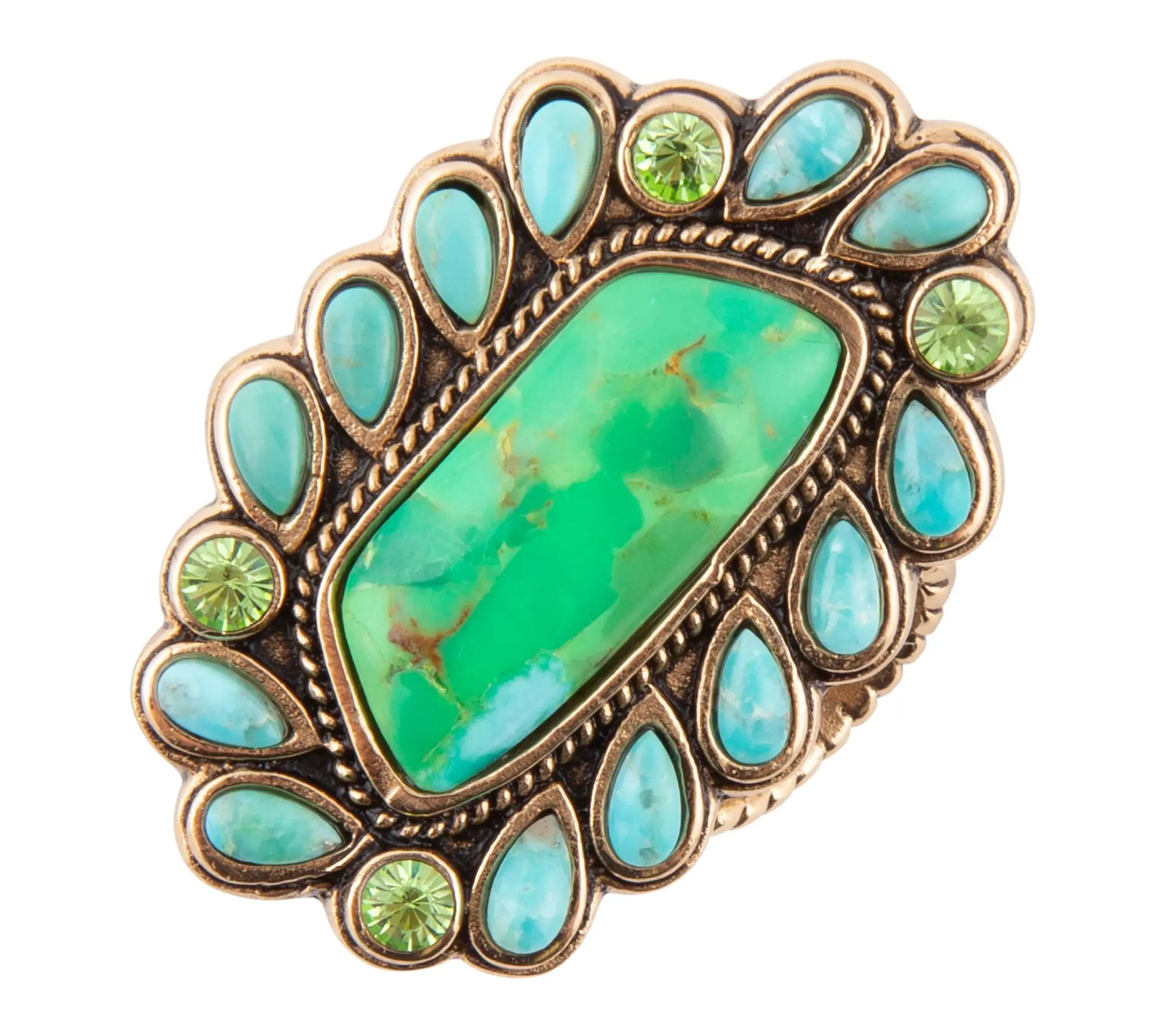 Barse Artisan Crafted Turquoise Golden Statement Ring Barse Artisan Crafted Turquoise Golden Statement Ring