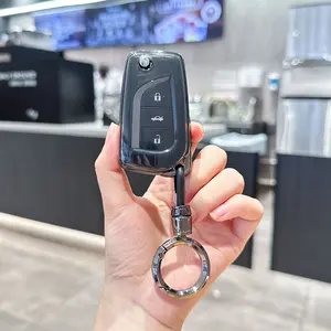 ACEBOY For Toyota Key Fob Cover With Keychain Soft TPU 360 Degree Protection Key Case For Fortuner Tundra Camry RAV4 Highlander Corolla Smart Key