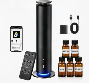 Waterless Essential Oil Diffuser, 1000 Sq. Ft., Triple Control (App//Button), 3-Color Light, Rechargeable Battery, Includes 5×20ML Oils,  for Home, Office & Hotel summergarden remote operation