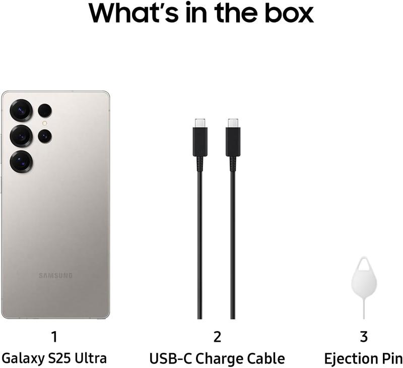 Samsung Galaxy S25 Ultra SM-S938B/DS 256GB + 12GB RAM AI Smartphone, 6.9" Dynamic LTPO AMOLED, Snapdragon 8 Elite, 5000mAh Battery, Titanium SilverBlue, Factory GSM Unlocked, International Model