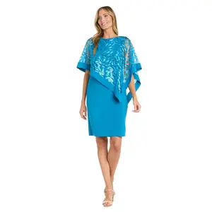Asymmetrical Sequin Patterned Poncho Dress