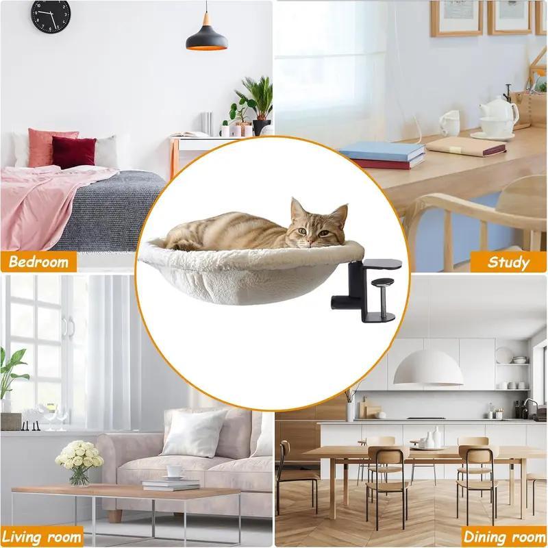 Cat hammock, durable desktop bed for workspaces, gamers, and office staff. High-quality, sturdy, and comfortable, easy to set up, supports up to 45 lbs. Perfect for cat companionship—a must-have for cat lovers.