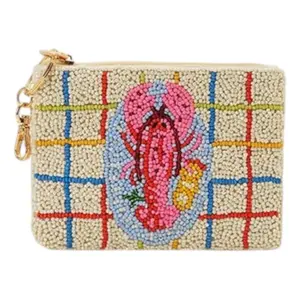 Lobster Luxe Beaded Coin Pouch