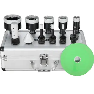 VEVOR Diamond Core Drill Bit Set, 8 PCS 6/8/10/25/35/38/50/65mm Diamond Hole Saw Kit, with Finger Milling Bit Cone Bit Saw Blade and Storage Case, for Dry and Wet, Diamond Drill Bits for Ceramic Tile