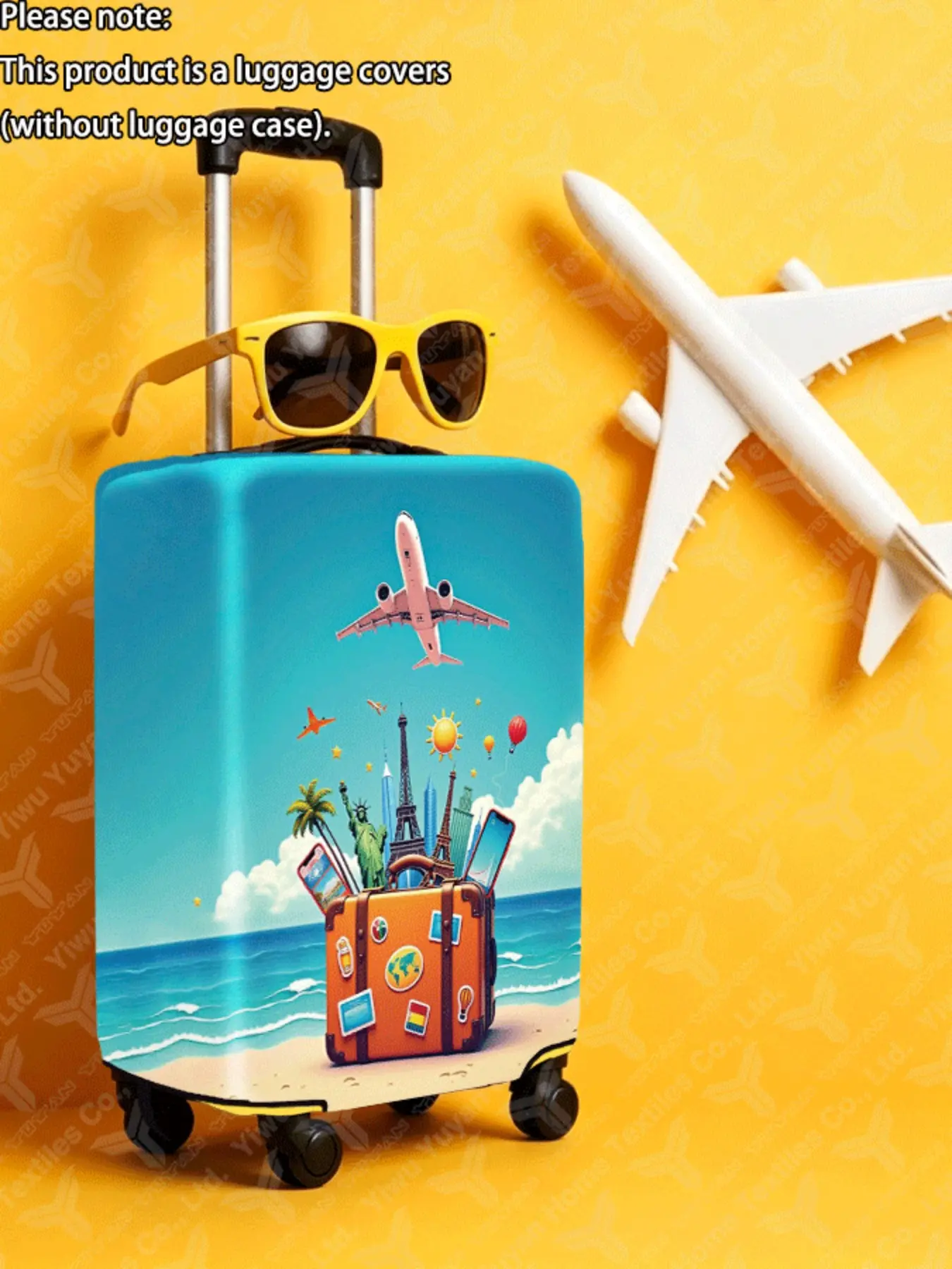 Airplane Pattern Luggage Protector, Luggage Covers, Luggage Accessories, Travel Accessory, Traveling Essentials, Durable Thick Fabric, Fits 20-28 Inch Suitcases, Travel Essential, All Seasons Use