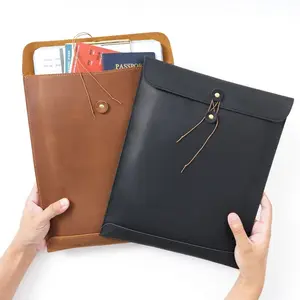 Advanced Top Layer Cowhide A4 Paper File Bag, Data Receipt Paper Storage Bag, File Bag, Portable Handheld Large Capacity, Advanced File Bag